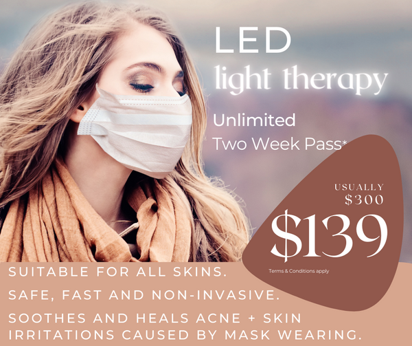 LED Light Therapy two week pass for skin in need of safe, fast and non-invasive healing. Ideal for mask wearers.